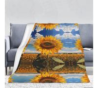 WZYWHJ Sunflowers in the Rising Sun Printed Normal 280g Flanelle Blanket Sofa Bedroom Bed Chair Soft and Comfortable Women Blanket 67.6x228.6cm