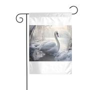 Wzywhj Superbe image de cygne blanc drapeau de jardin d'été double face décoration cour 30,5 x 45,7 cm