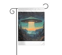 Wzywhj Superbe image OVNI drapeau de jardin d'été double face décoration cour 30,5 x 45,7 cm