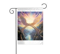 Wzywhj Tableau Ailes sur le pont arc-en-ciel Drapeau de jardin d'été double face Décoration cour 30,5 x 45,7 cm