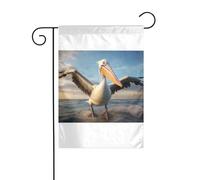 Wzywhj Tableau amusant de pélican drapeau de jardin d'été double face décoration cour 30,5 x 45,7 cm