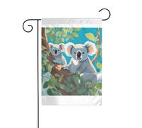 Wzywhj Tableau avec deux koalas heureux drapeau de jardin d'été double face décoration cour 30,5 x 45,7 cm