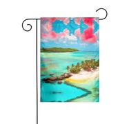 Wzywhj Tableau de paysage des Caraïbes Drapeau de jardin d'été double face Décoration cour 30,5 x 45,7 cm