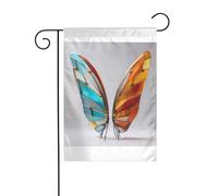 Wzywhj Tableau en vitrail avec ailes de drapeau de jardin d'été double face Décoration cour 30,5 x 45,7 cm