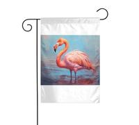 Wzywhj Tableau flamant rose drapeau d'été double face décoration cour 30,5 x 45,7 cm
