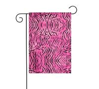 Wzywhj Tableau imprimé zèbre tigre léopard rose drapeau de jardin d'été double face décoration cour 30,5 x 45,7 cm