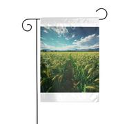 Wzywhj Tableau motif champs de blé vert luxuriant drapeau de jardin d'été double face décoration cour 30,5 x 45,7 cm