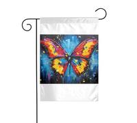 Wzywhj Tableau peinture à l'huile papillon drapeau de jardin d'été double face décoration cour 30,5 x 45,7 cm
