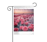 Wzywhj Tableau Roses By The Sea Drapeau de jardin d'été double face Décoration cour 30,5 x 45,7 cm