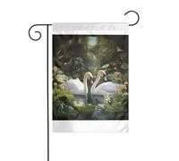 Wzywhj Tableau Swans In The Garden Drapeau de jardin d'été double face Décoration cour 30,5 x 45,7 cm