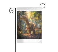 Wzywhj Tableau Tyrannosaure Rex dans la forêt Drapeau de jardin d'été double face Décoration cour 30,5 x 45,7 cm
