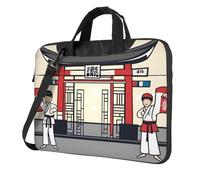 WZYWHJ Taekwondo Sac pour ordinateur portable avec intérieur doux, plusieurs poches, idéal pour les hommes, les voyages et les affaires, Noir/blanc, 14 inch
