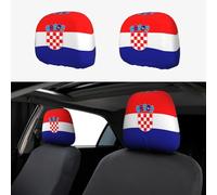 WZYWHJ Taie d'oreiller de voiture imprimée drapeau de la République de Croatie, 2 pièces, accessoires de housse de siège, housse de protection universelle