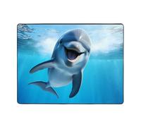 WZYWHJ Tapis de salon, tapis de sol antidérapant, pour chambre d'enfant, tapis de jeu, 160 x 121,9 cm, imprimé drôle de dauphin qui vous regarde