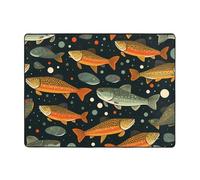 WZYWHJ Tapis de salon, tapis de sol antidérapant, tapis de jeu pour chambre d'enfant, tapis de jeu, 160 x 121,9 cm, imprimé truite de fontaine, pêche à la mouche