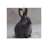 WZYWHJ Tapis de séchage Agile Little Black Rabbit Printing pour cuisine : fabriqué en éponge absorbant l'eau, avec cordon de suspension 45,7 x 40,6 cm
