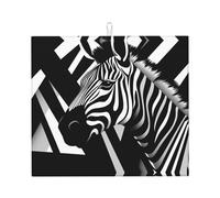 WZYWHJ Tapis de séchage Agile Zèbre imprimé pour cuisine : fabriqué en éponge absorbant l'eau, avec cordon de suspension 45,7 x 40,6 cm