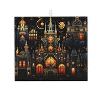 WZYWHJ Tapis de séchage « Castle at night » pour la cuisine : fabriqué en éponge absorbant l'eau, avec cordon de suspension 45,7 x 40,6 cm