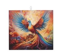 WZYWHJ Tapis de séchage imprimé Little Phoenix sur l'arc-en-ciel pour la cuisine : fabriqué en éponge absorbant l'eau, avec cordon de suspension 45,7 x 40,6 cm