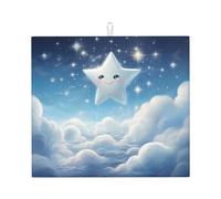 WZYWHJ Tapis de séchage imprimé Little stars in the white clouds pour cuisine : fabriqué en éponge absorbant l'eau, avec cordon pour accrocher 45,7 x 40,6 cm