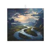 WZYWHJ Tapis de séchage imprimé The Mighty River pour la cuisine : fabriqué en éponge absorbant l'eau, avec cordon de suspension 45,7 x 40,6 cm