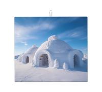 Wzywhj Tapis de séchage pour cuisine Motif maison de neige blanche en éponge absorbante 45,7 x 40,6 cm