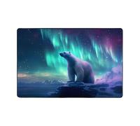 WZYWHJ Tapis de sol antidérapant aurores boréales ours polaire image doux et confortable bonne absorption d'eau taille Nom pour salon et balcon