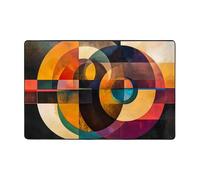 WZYWHJ Tapis de sol antidérapant Cercle Carré Harmony Imprime Doux et confortable Bonne absorption d'eau Taille Nom pour salon et balcon