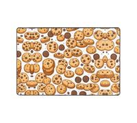 WZYWHJ Tapis de sol antidérapant Cookies Nourriture Pépites de chocolat Biscuits Impression douce et confortable Bonne absorption d'eau Taille Nom pour salon et balcon