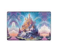 WZYWHJ Tapis de sol antidérapant de luxe avec impression château de cristal doux et confortable, bonne absorption de l'eau. Nom pour le salon et le balcon