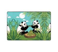 WZYWHJ Tapis de sol antidérapant Deux jolis grands pandas Motif doux et confortable Bonne absorption de l'eau Taille Nom pour salon et balcon