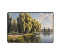 WZYWHJ Tapis de sol antidérapant en forme de saule au bord du lac Impression douce et confortable Bonne absorption de l'eau Taille Nom pour salon et balcon