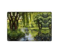 WZYWHJ Tapis de sol antidérapant en saule près de l'étang Impression douce et confortable bonne absorption de l'eau Taille Nom pour salon et balcon