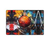 WZYWHJ Tapis de sol antidérapant imprimé basket-ball peint doux et confortable bonne absorption d'eau Taille Nom pour salon et balcon