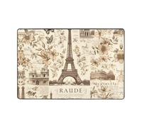 WZYWHJ Tapis de sol antidérapant imprimé carte postale vintage Paris 91,4 x 61 cm pour salon, bureau, table basse, lit, balcon