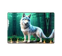 WZYWHJ Tapis de sol antidérapant imprimé loup doux et confortable bonne absorption de l'eau. Nom pour salon et balcon