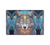 WZYWHJ Tapis de sol antidérapant imprimé loup féroce doux et confortable bonne absorption de l'eau. Nom pour salon et balcon