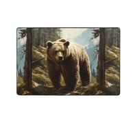 WZYWHJ Tapis de sol antidérapant imprimé ours dans la forêt 182,9 x 121,9 cm pour salon, bureau, table basse, lit, balcon