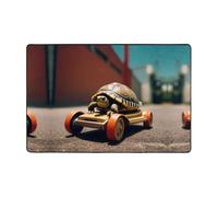 WZYWHJ Tapis de sol antidérapant imprimé petite tortue sur une voiture jouet 182,9 x 121,9 cm pour salon, bureau, table basse, lit, balcon