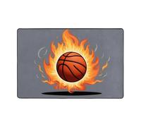 WZYWHJ Tapis de sol antidérapant motif basket-ball on fire doux et confortable bonne absorption de l'eau. Nom pour salon et balcon