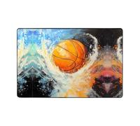 WZYWHJ Tapis de sol antidérapant motif basket-ball Splash doux et confortable bonne absorption de l'eau. Nom pour salon et balcon