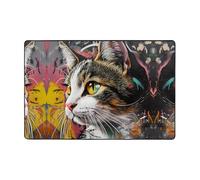WZYWHJ Tapis de sol antidérapant - Motif chat graffiti - Doux et confortable - Bonne absorption d'eau - Nom pour salon et balcon