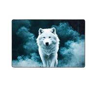 WZYWHJ Tapis de sol antidérapant motif loup avec imprimé fumée, doux et confortable, bonne absorption de l'eau. Nom pour salon et balcon