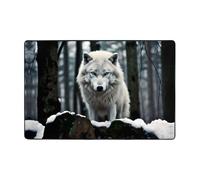 WZYWHJ Tapis de sol antidérapant Motif loup solitaire doux et confortable Bonne absorption d'eau Taille Nom pour salon et balcon