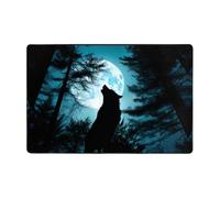 WZYWHJ Tapis de sol antidérapant Motif loup sous la lune doux et confortable Bonne absorption de l'eau Taille Nom pour salon et balcon