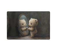 WZYWHJ Tapis de sol antidérapant Motif ours dans le miroir Doux et confortable Bonne absorption d'eau Taille Nom pour salon et balcon