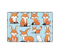 WZYWHJ Tapis de sol antidérapant motif renard dans différentes poses, doux et confortable, bonne absorption de l'eau. Nom pour salon et balcon