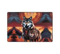 WZYWHJ Tapis de sol antidérapant Motif totem de loup avec des imprimés de feu doux et confortable Bonne absorption de l'eau Taille Nom pour salon et balcon