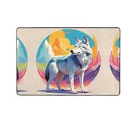 WZYWHJ Tapis de sol antidérapant National Geographic imprimé loup doux et confortable bonne absorption d'eau Taille Nom pour salon et balcon