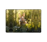 WZYWHJ Tapis de sol antidérapant Petit lapin dans l'herbe Impression douce et confortable Bonne absorption de l'eau Taille Nom pour salon et balcon